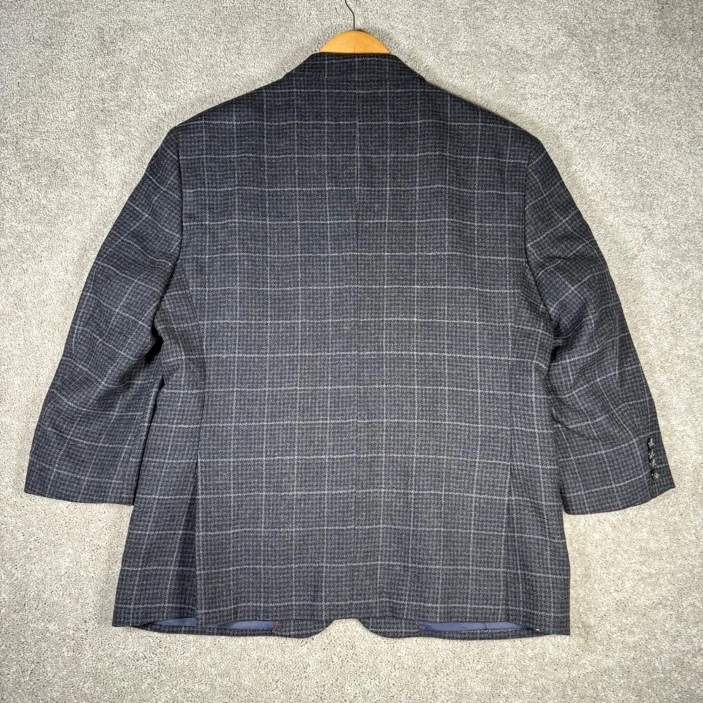 Jos A Bank 1905 Collection Tailored Fit Blazer Mens Gray Plaid Sport Coat 44S